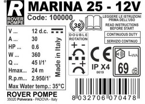 Rover Marina 25-12V bor és gázolaj szivattyú