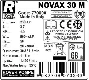Rover Novax 30M élelmiszeripari szivattyú